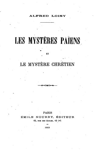 Cover for Les mystères paíens et le mystère chrétien