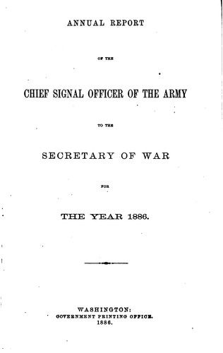 Cover for Annual Report of the Chief Signal Officer to the Secretary of War
