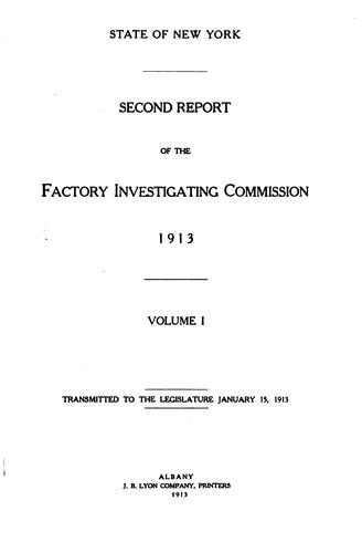 Cover for Second report of the Factory investigating commission, 1913.