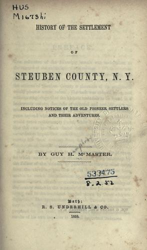 Cover for History of the settlement of Steuben County, N.Y.