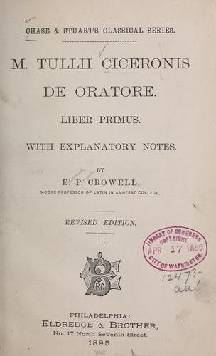 Cover for De oratore, liber primus
