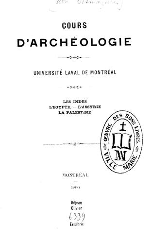 Cover for Cours d'archéologie, Université Laval de Montréal