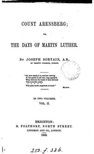 Cover for Count Arensberg; or, The days of Martin Luther