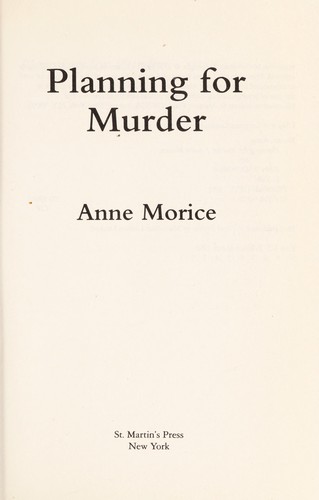 Cover for Planning for murder