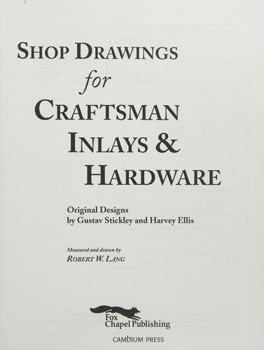 Cover for Shop drawings for Craftsman inlays & hardware