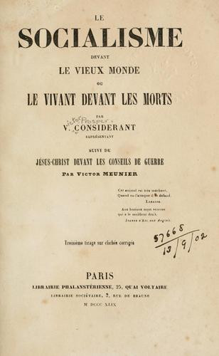 Cover for socialisme devant le vieux monde