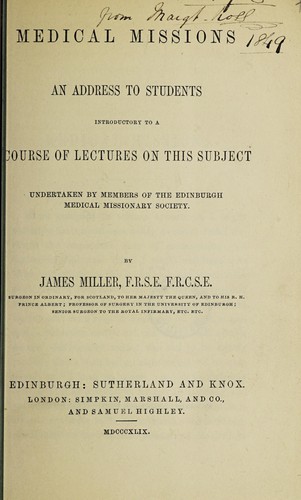 Cover for Medical missions
