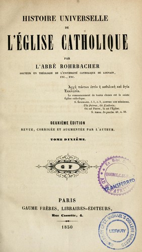 Cover for Histoire universelle de l'église catholique