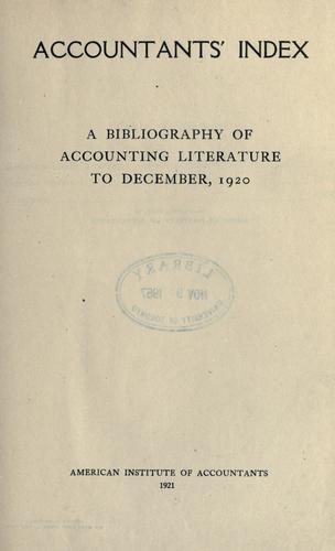 Cover for Accountants' index