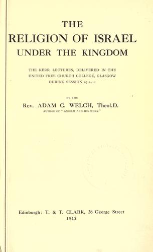 Cover for The religion of Israel under the kingdom