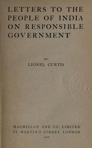 Cover for Letters to the people of India on responsible government.