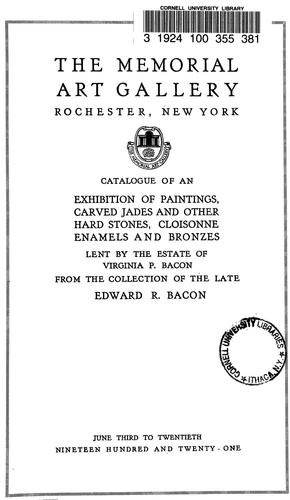 Cover for Catalogue of an exhibition of paintings, carved jades and other hard stones, cloisonne enamels and bronzes lent by the estate of Virginia P. Bacon from the collection of the late Edward R. Bacon