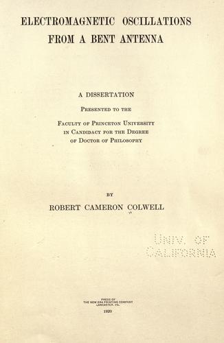 Cover for Electromagnetic oscillations from a bent antenna.