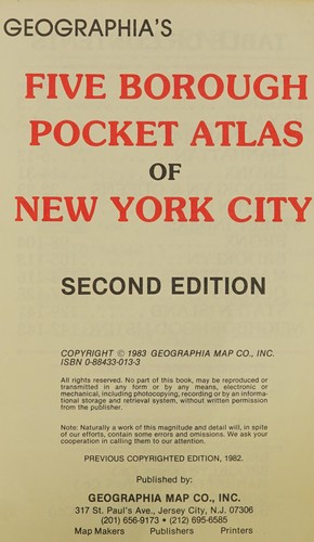 Cover for Geographia's Five Borough Pocket Atlas of New York City