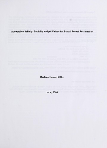 Cover for Acceptable salinity, sodicity and pH values for boreal forest reclamation