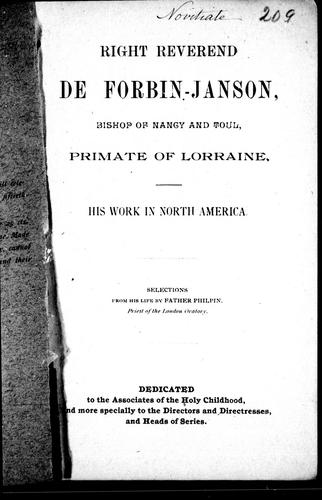 Cover for Right Reverend de Forbin-Janson, Bishop of Nancy and Toul, Primate of Lorraine