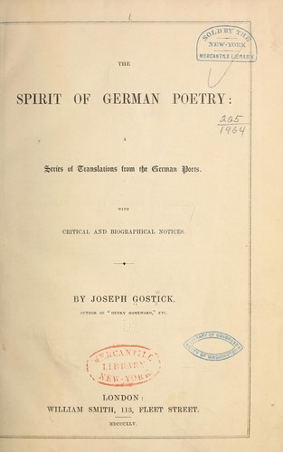 Cover for The spirit of German poetry