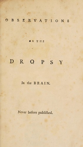 Cover for Observations on the dropsy in the brain