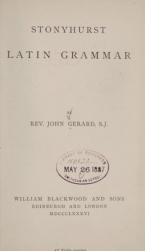 Cover for Stonyhurst Latin grammar