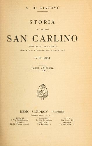 Cover for Storia del teatro San Carlino