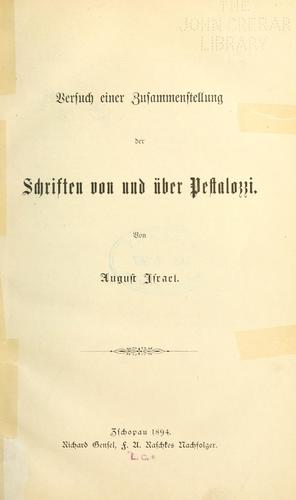 Cover for Versuch einer zusammenstellung der Schriften von und über Pestalozzi.