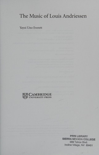 Cover for The music of Louis Andriessen