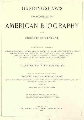 Cover for Herringshaw's encyclopedia of American biography of the nineteenth century.