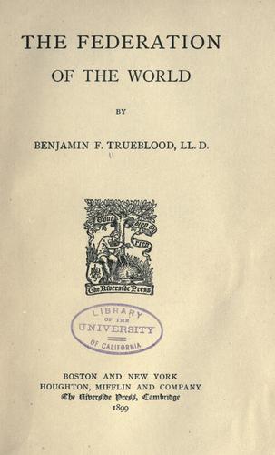 Cover for The federation of the world