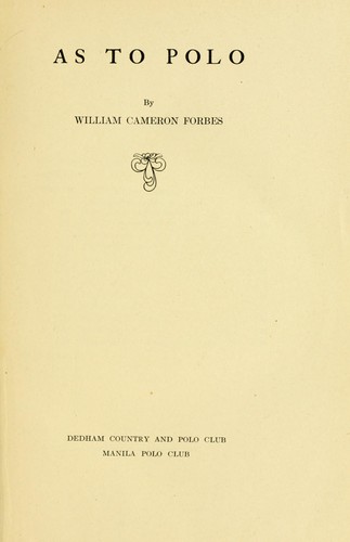 Cover for As to polo