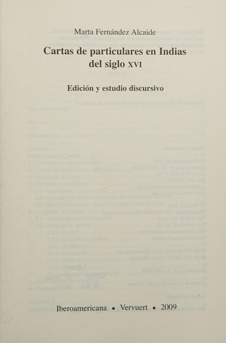 Cover for Cartas de particulares en Indias del siglo XVI
