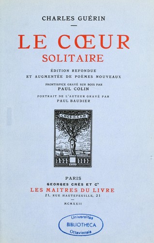 Cover for Le Coeur solitaire.
