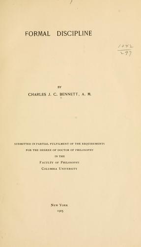 Cover for Formal discipline ...
