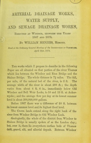 Cover for Arterial drainage works, water supply, and sewage drainage works, executed at Windsor, between the years 1867 and 1873