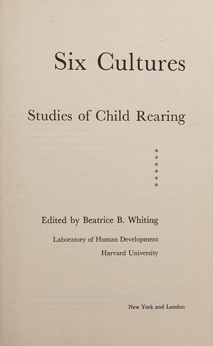 Cover for Six cultures; studies of child rearing