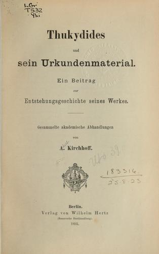 Cover for Thukydides und sein Urkundenmaterial