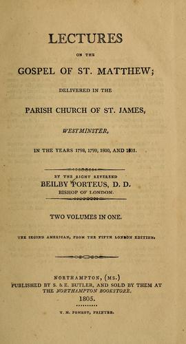 Cover for Lectures on the Gospel of St. Matthew
