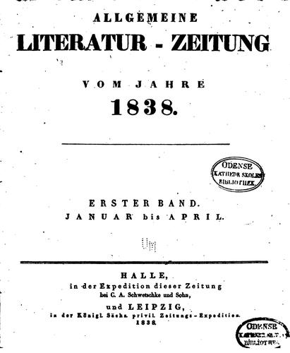 Cover for Allgemeine Literatur-zeitung