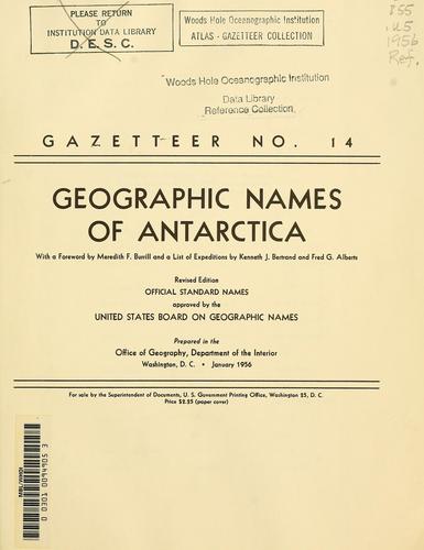 Cover for Geographic names of Antarctica