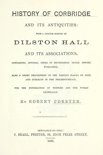 Cover for History of Corbridge and its antiquities