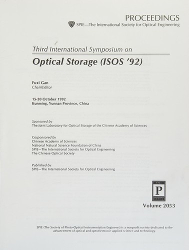 Cover for Third International Symposium on Optical Storage (ISOS '92)