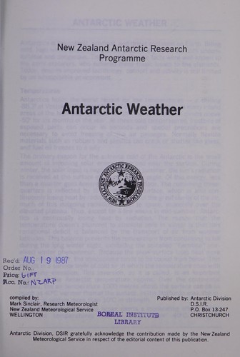 Cover for Antarctic weather