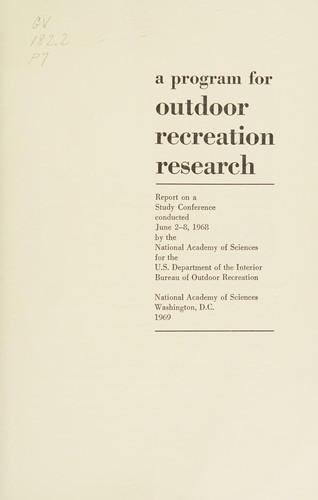 Cover for A Program for outdoor recreation research