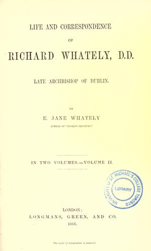 Cover for Life and correspondence of Richard Whately, D.D., late Archbishop of Dublin