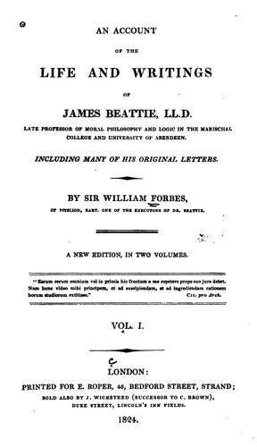 Cover for An Account of the Life and Writings of James Beattie: Including Many of His Original Letters