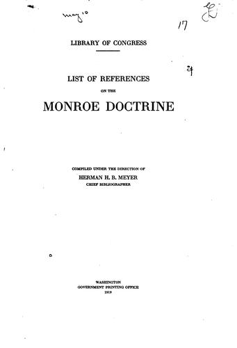 Cover for List of references on the Monroe doctrine