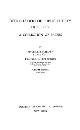 Cover for Depreciation of public utility property