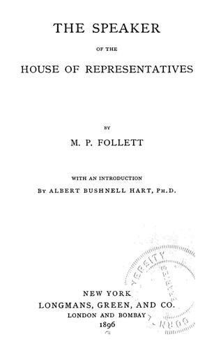 Cover for The speaker of the House of representatives