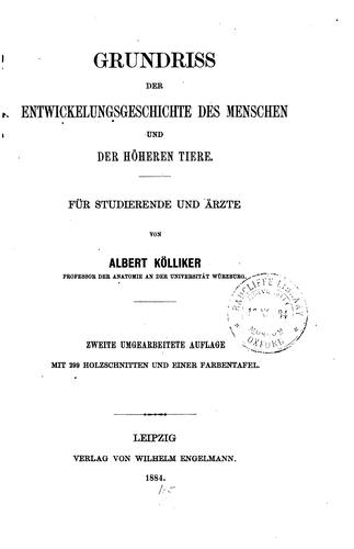 Cover for Grundriss der Entwickelungsgeschichte des Menschen und der höheren Tiere: Für Studierende und Ärzte