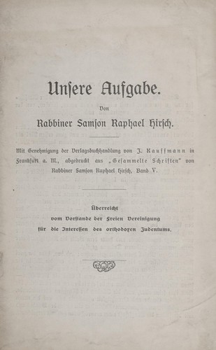 Cover for Unsere Aufgabe