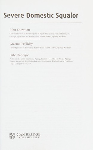Cover for Severe domestic squalor